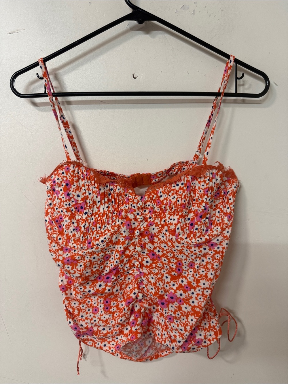 Skylar + Madison Orange Floral Ruched Cami